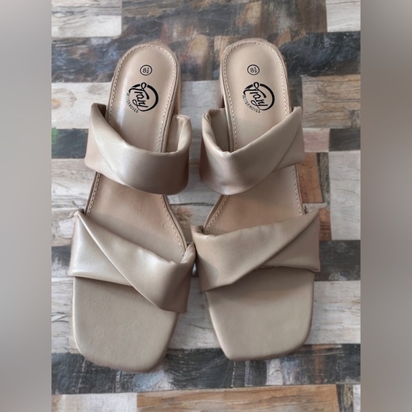 NEW Women's Sandals, Square Toe, 2inch Chunky Block Heels Tan Size 8.5 - Picture 13 of 15